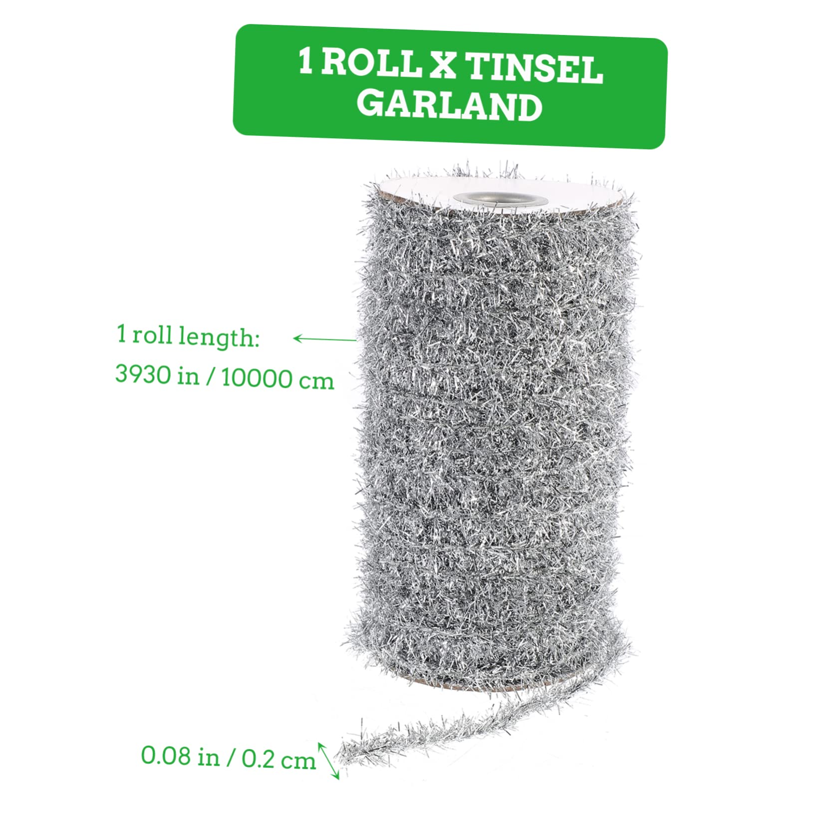 PRETYZOOM 1roll Tinsel Garland for Christmas Decoration Metallic Streamer Party Supplies for Weddings Home Decor Festivals and Holiday Celebrations of Thin Tinsel