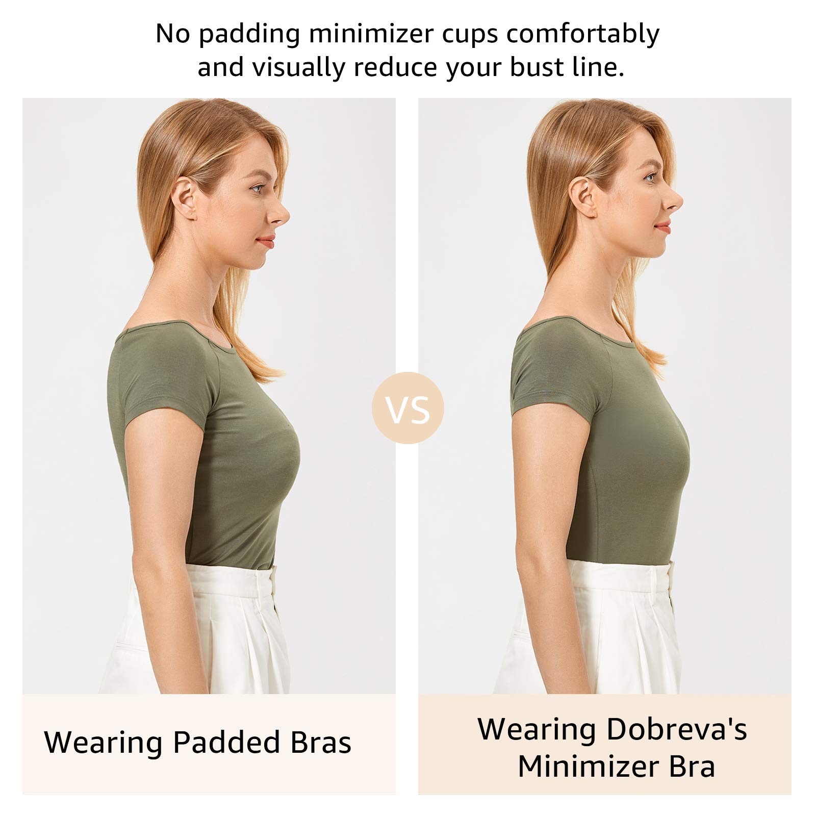 DOBREVA Donna Reggiseno in Pizzo Minimizer con Ferretto Senza Imbottitura
