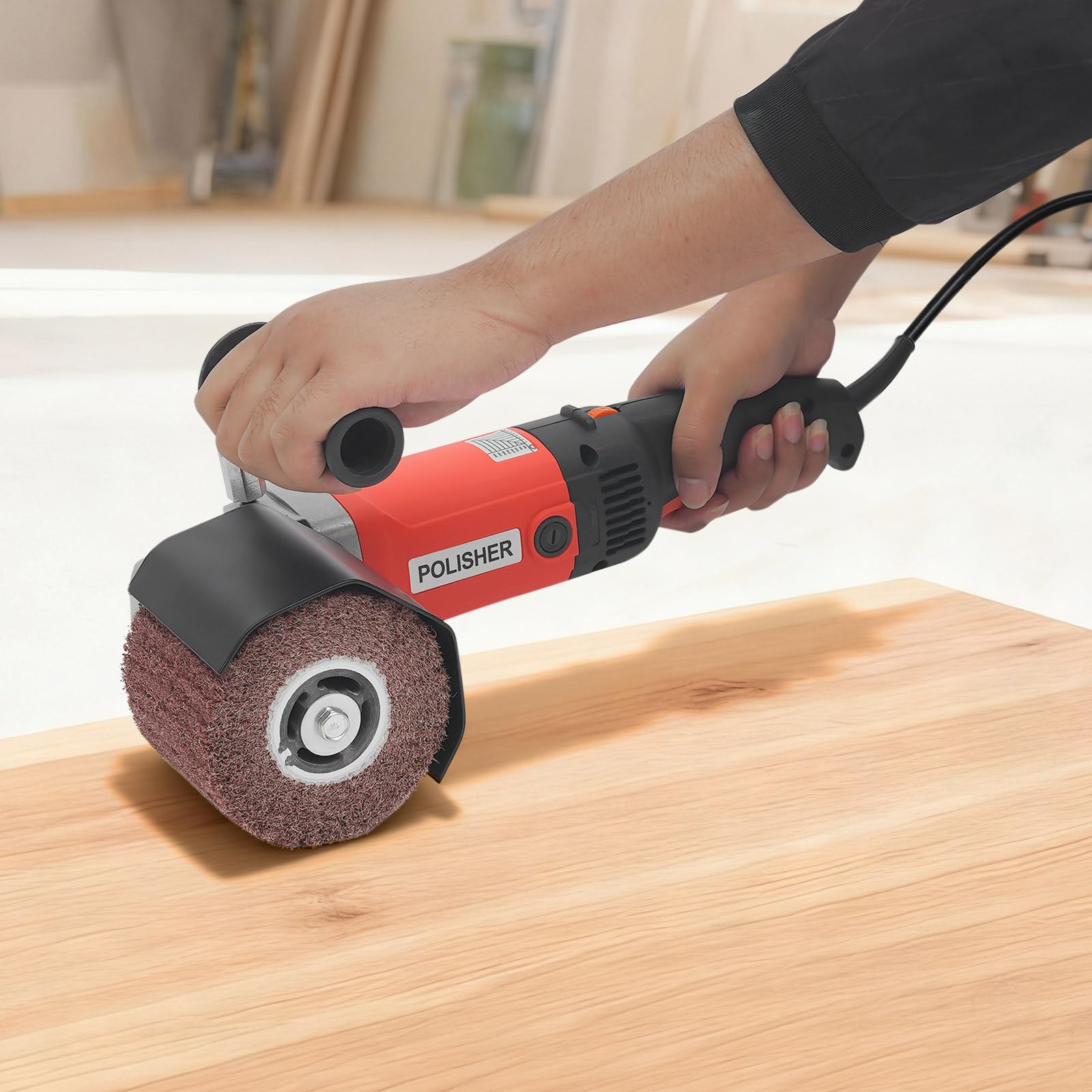 Ponceuse À Rouleau 1400 W - Ponceuse À Brosse - Polisseuse - 8 Vitesses Réglables - Pour Bois, Métal, Acier Inoxydable, Sols, Pierre, Carrelage, Plastique, Surfaces Peintes