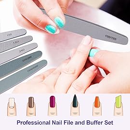 Nail File and Buffer Set, 6 Pcs Professional Nail File Kit for Acrylic and Natural Nails, 100/150/180/220/240/280/1000/4000 Grit Soft Nail Filer Gel Nail Files & buffers Filing Emery Board Home Salon