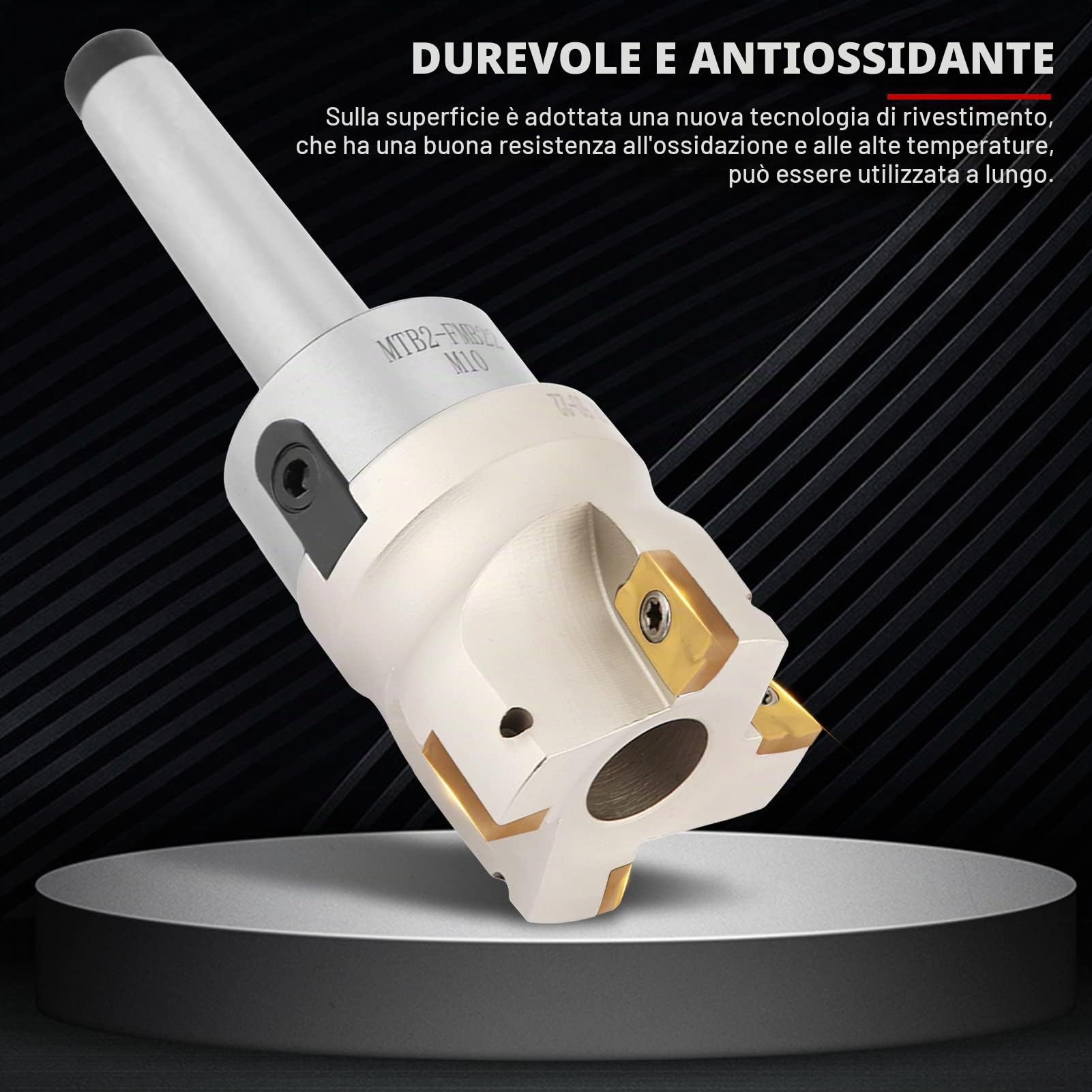 Supporto per fresa a 90 ° EVTSCAN con fresa frontale indicizzabile da 3 ", kit di 10 inserti in metallo duro, per fresatura, foratura, scanalatura e profilatura, per la lavorazione dei metalli CNC