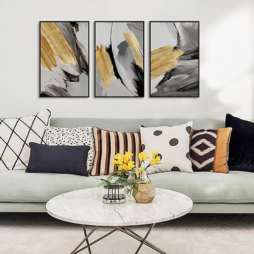 Miniatura 4 de SCOAGE Lienzo decorativo enmarcado para pared, juego de impresiones abstractas de graffiti con líneas de trazos de tinta, pósteres de pinturas