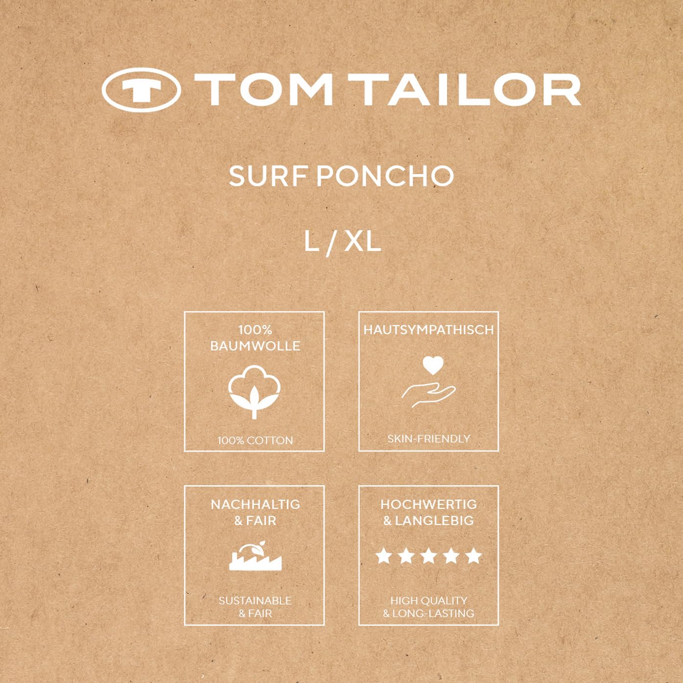 TOM TAILOR Surf Poncho für Damen und Herren, L-XL, 100% Baumwolle/ Frottier, Badeponcho mit Kapuze, Bauchtasche und Logostickerei, Blau (Dark Navy)