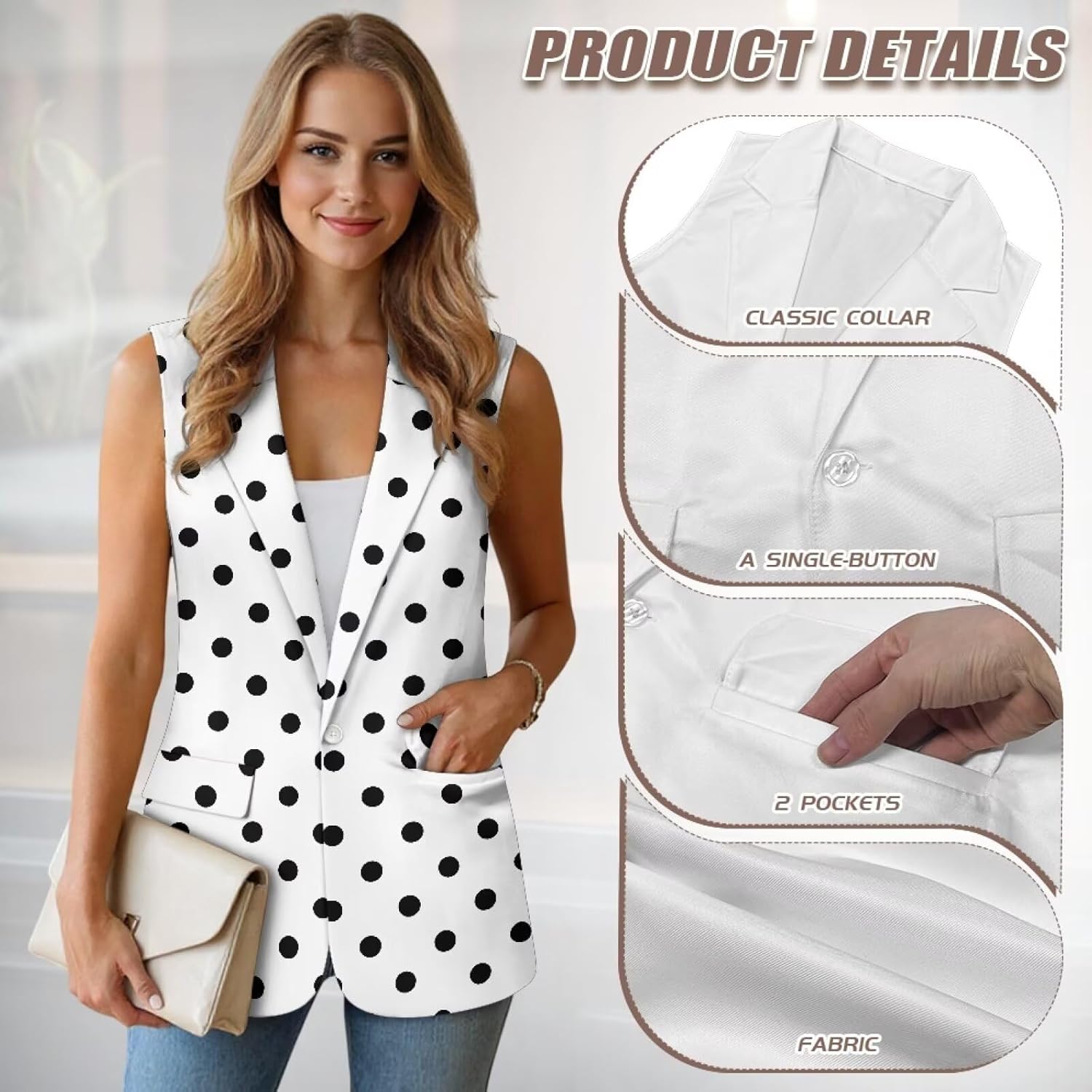 Long Vest for Women 2025 Business Casual Sleeveless Open Front Blazers Suit Vests Top Pockets Work Office S-5XL