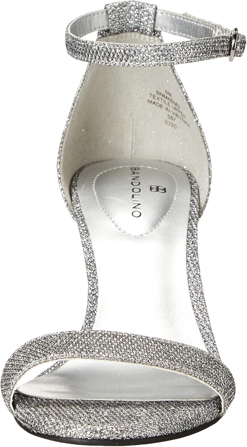 Bandolino Women's Madia Heeled Sandal, Silver Fabric, 8 - Image 2