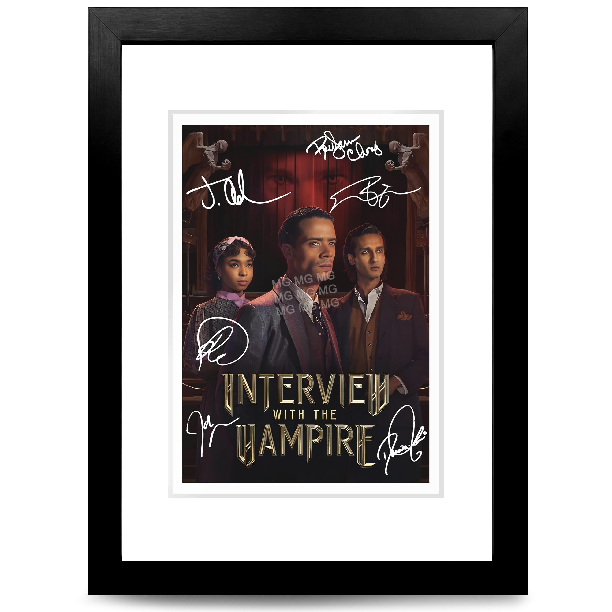 Interview With The Vampire 2 Cast Signed Autograph A4 Poster Photo Print TV Show Series Framed Memorabilia Gift Jacob Anderson Sam Reid (A4 Framed & Mounted)