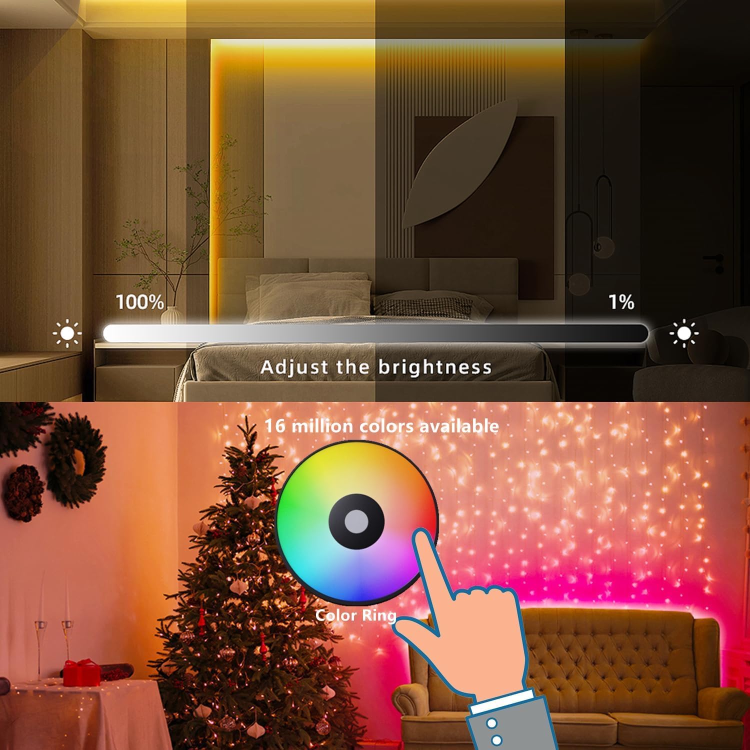 RGBW LED Controller with RF Remote Control,C04RF Tuya 2.4GHz Wireless Controller and 4-Zone Remote Control Group Multiple Color Modes for SMD5050 FCOB PWM RGBW LED Strip Dimming Change Color - Image 4