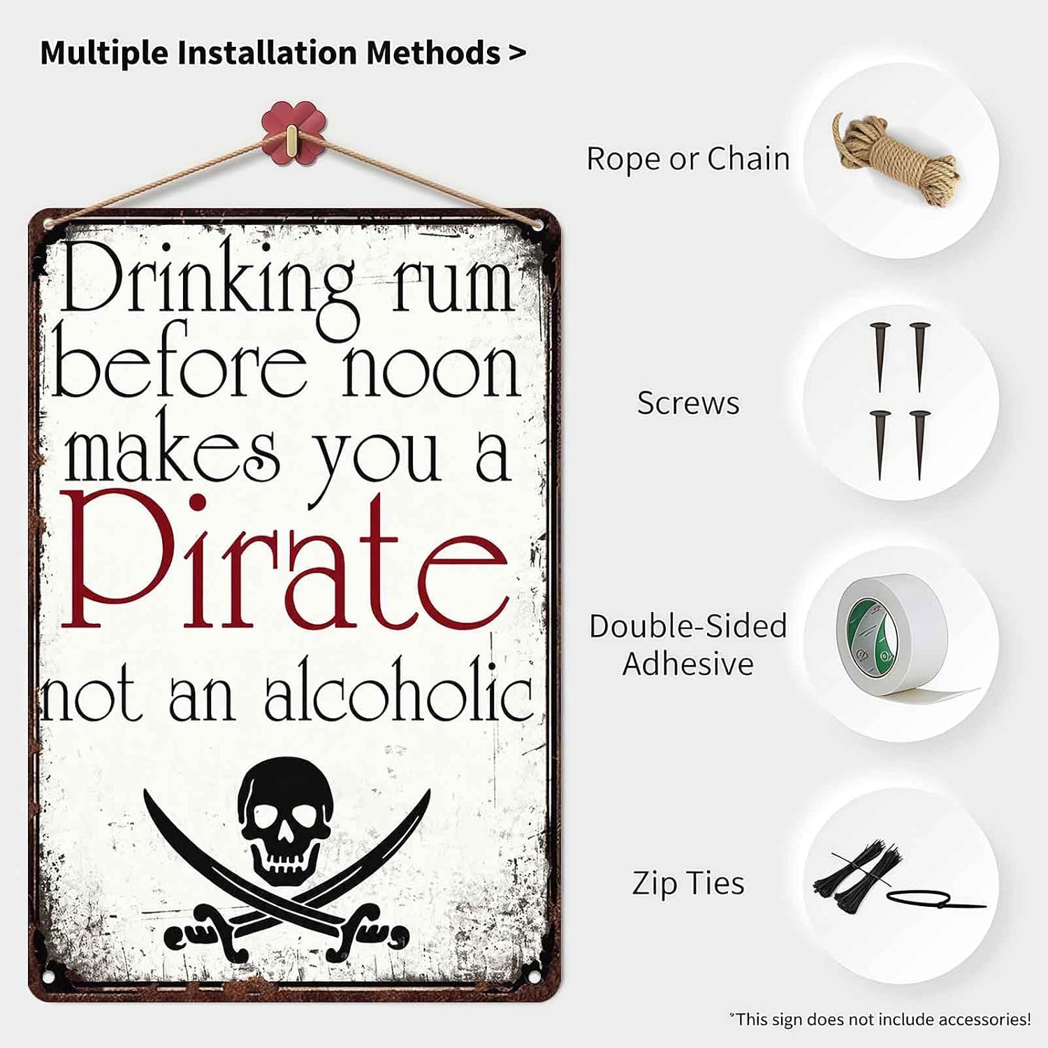 Vintage Pirate Quote Metal Signs 8x12 Inch Bar Wall Decor image 3