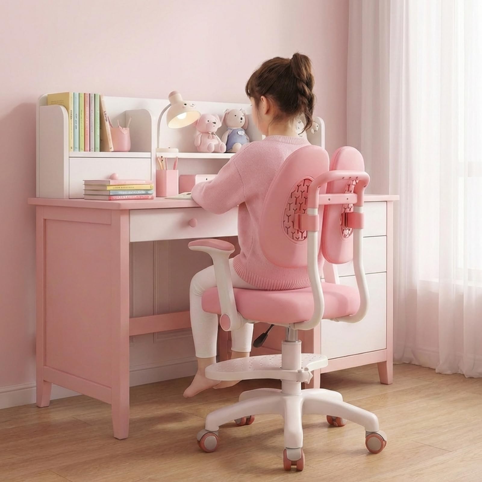 Chaise de bureau améliorée pour enfants, chaise d'ordinateur réglable pour enfants, chaise d'étude réglable en hauteur avec roues à 360 degrés, siège ergonomique pour enfants, double soutien dorsal