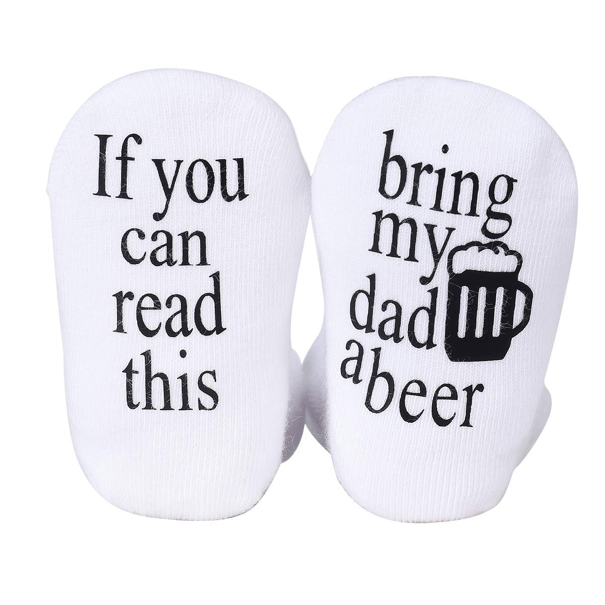 Udobuy Unisex Baby Socks, Toddler, White, Small, 1 Count, Crew Length, Ankle-High, Cotton, Pull On, Reinforced Toe, Breathable, Baby Shower, Father's Day, Humor, Casual, Letter Print