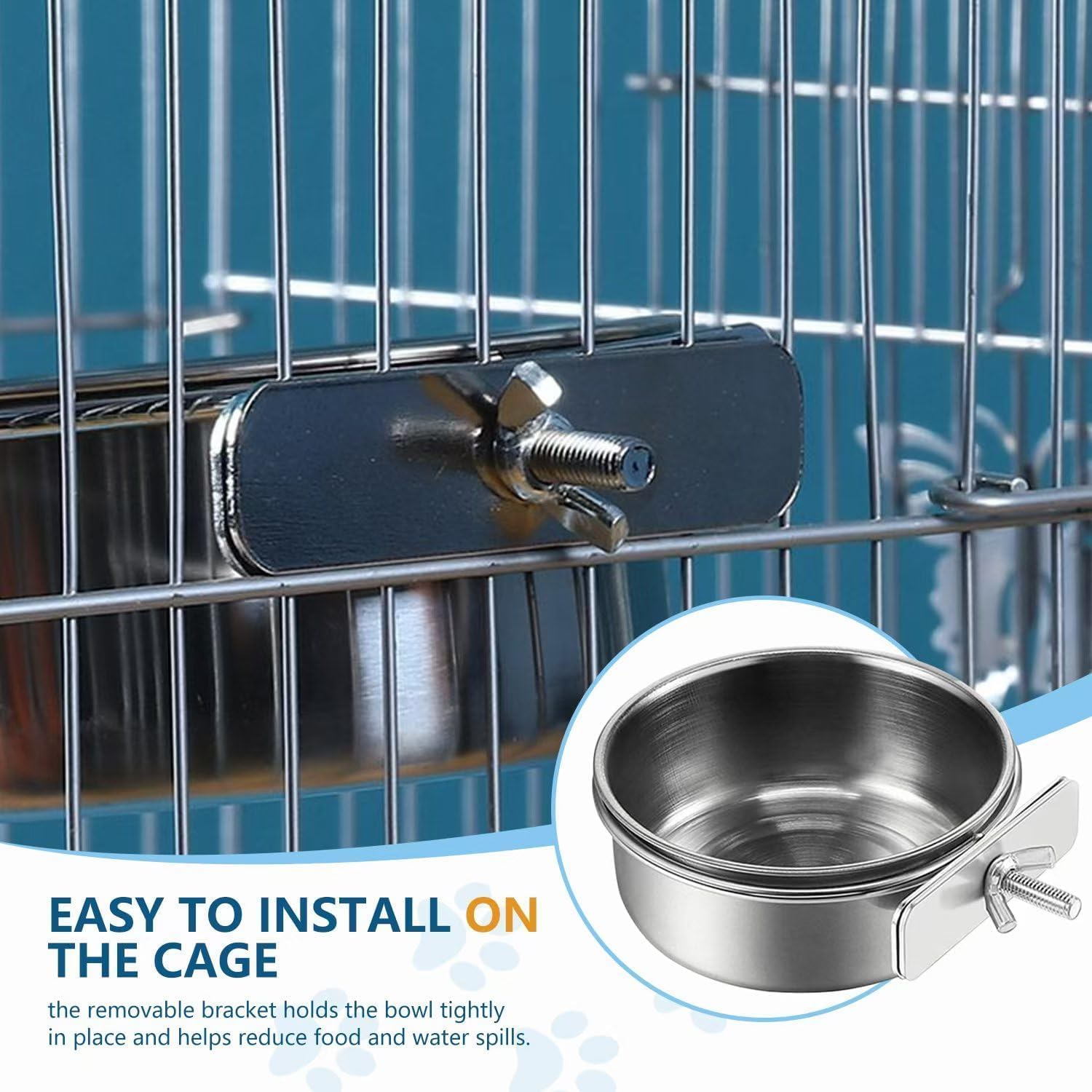 RoverPets Pet Food Water Bowl with Clamp Holder Stainless Steel Coop Cup Hanging Feeder for Dog Bird Parrot Cat Rabbit (Design - 3, Bird Bowl - 250 ML Hanging Bowl) 4