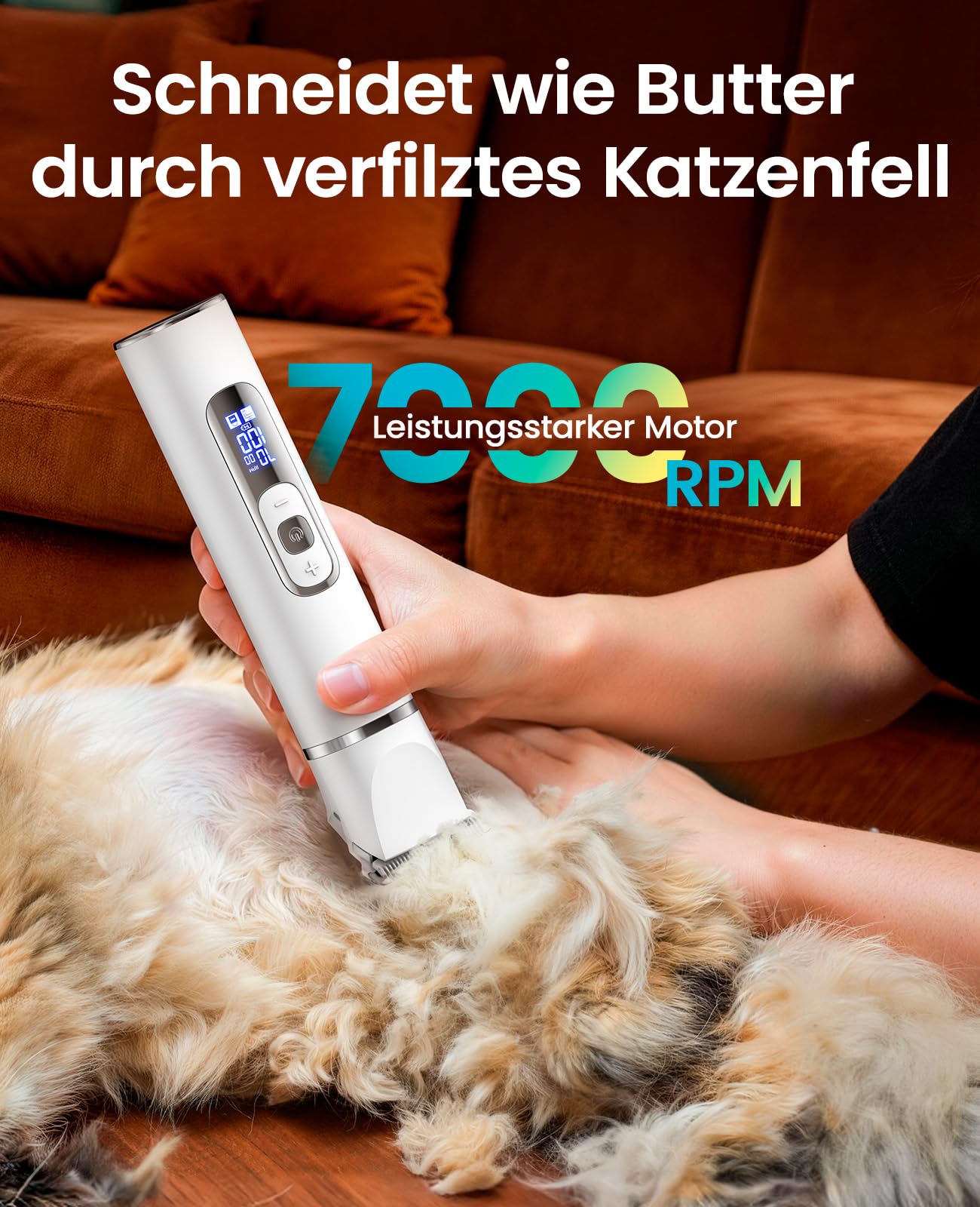 oneisall Bundle: Doppelklingen-Pfotentrimmer (2-Gang) + 3-in-1 Schermaschine für Katzen & Hunde – Leise Profi Haarschneidemaschine mit LCD-Anzeige für Pfoten, Augen, Ohren, Hintern, verknotetes Fell &
