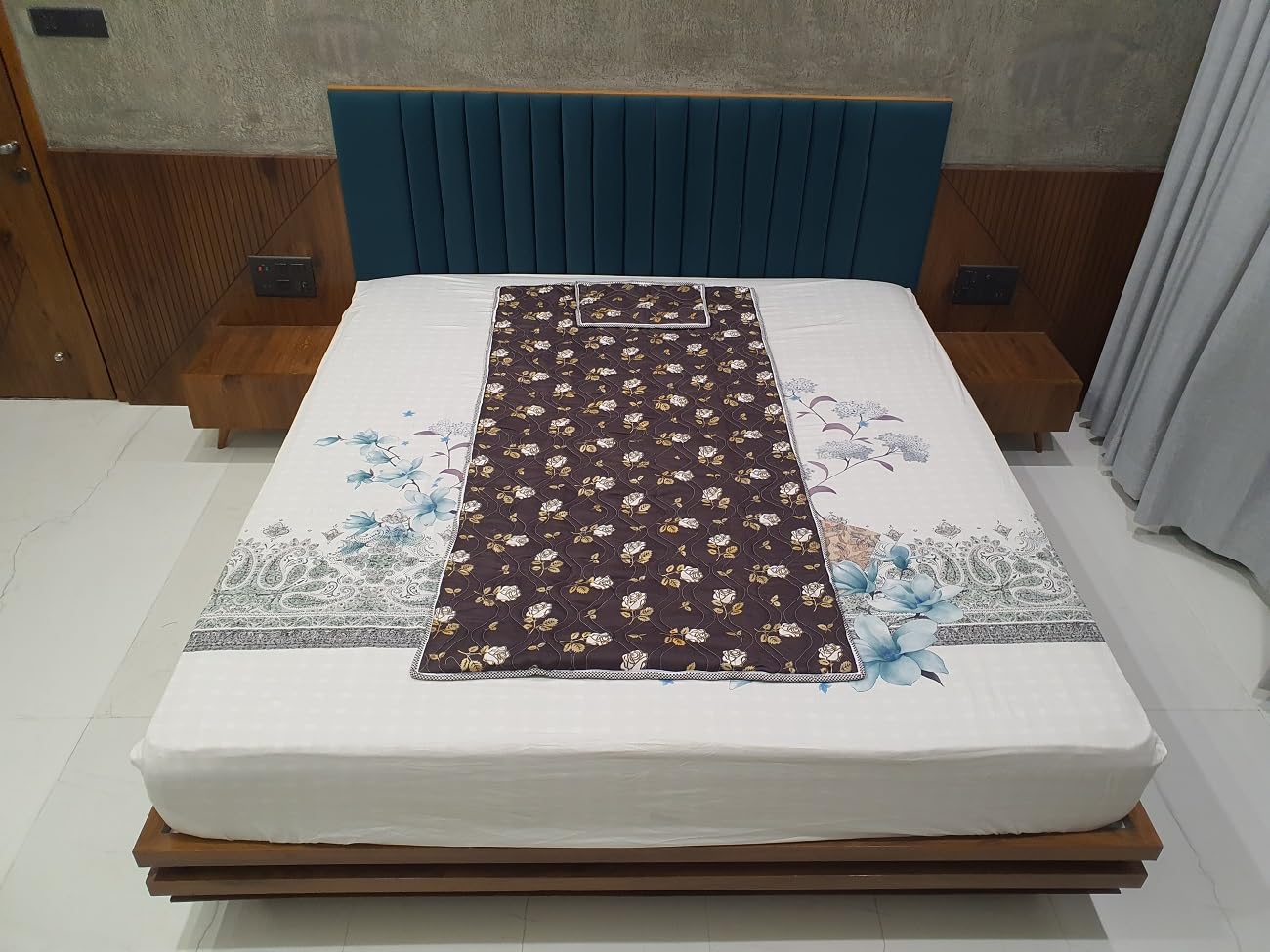 SHIMPA ENTERPRISE BIO MAGNETIC MATTRESS PROTECTOR WITH 1 PILLOW (3X6 feet) BROWN-picture-32