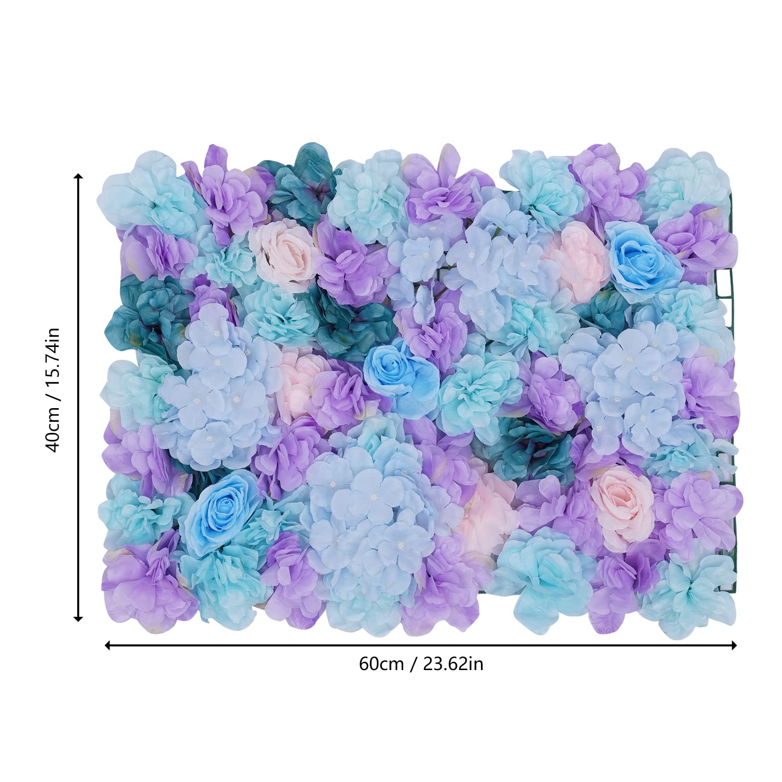 6 Stück DIY Deko Blumen Wandpaneele Hochzeit Hintergrund, Künstliche Blumen Wandhintergrund Seidenblumen Wand Panel, Dekorative Kunstblumen-Wandmatte Wanddekoration für Hochzeit Party (Blau)