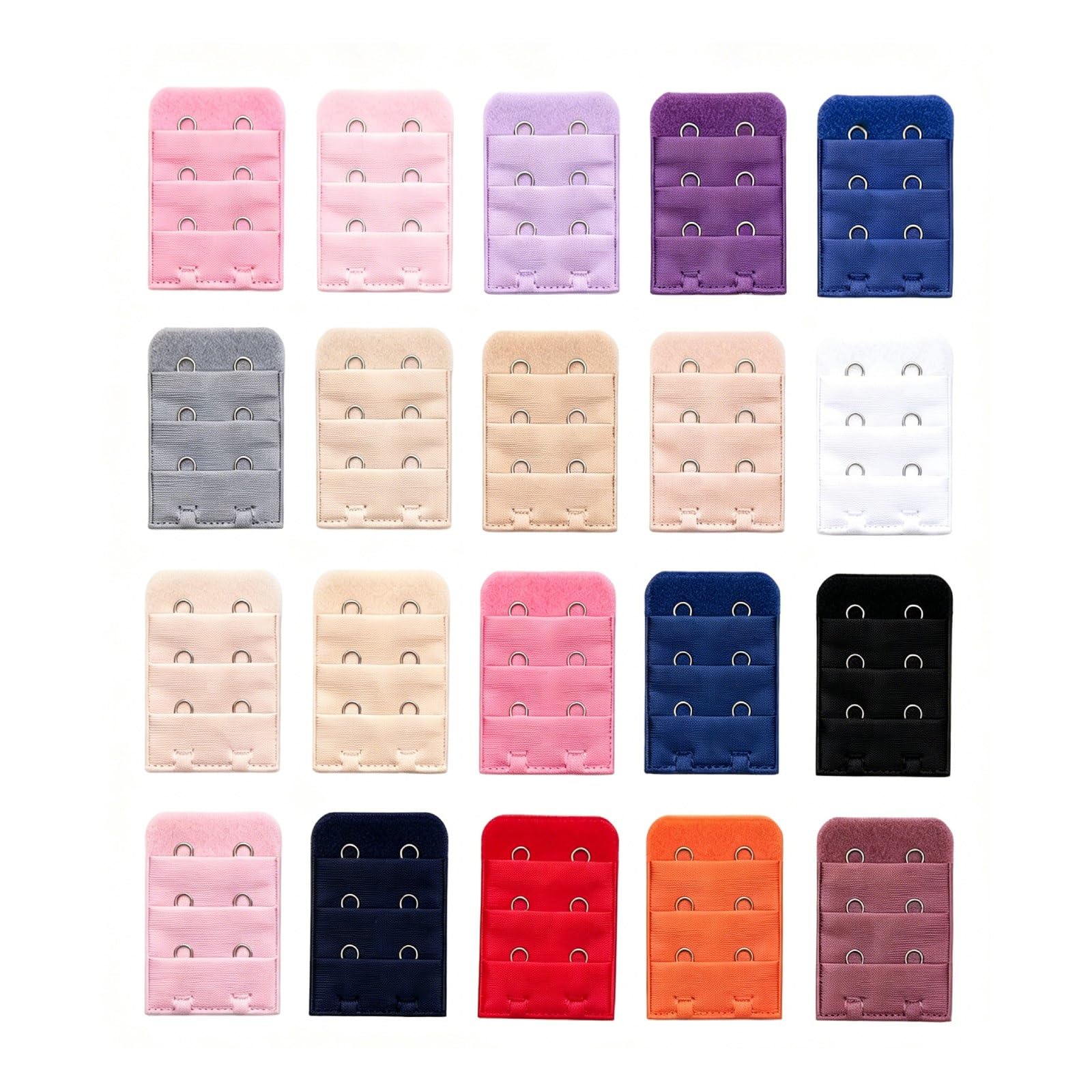 ericotry 20Pcs Assorted Colors Women 3 Row 2 Hook Adjust Bra Strap Extenders Bra Extension Straps Spacing Bra Underwear Strap Hook Hanger Clasp For Women-picture-20