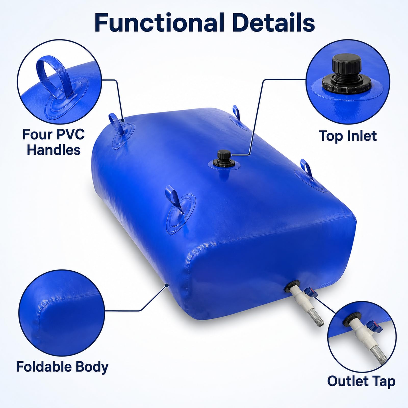 Vejiga De Agua Plegable,DepóSito De Agua Plegable con Grifo,Bolsa De Agua Plegable Engrosada,No Se Deforma FáCilmente,para Transporte De LíQuidos para JardíN