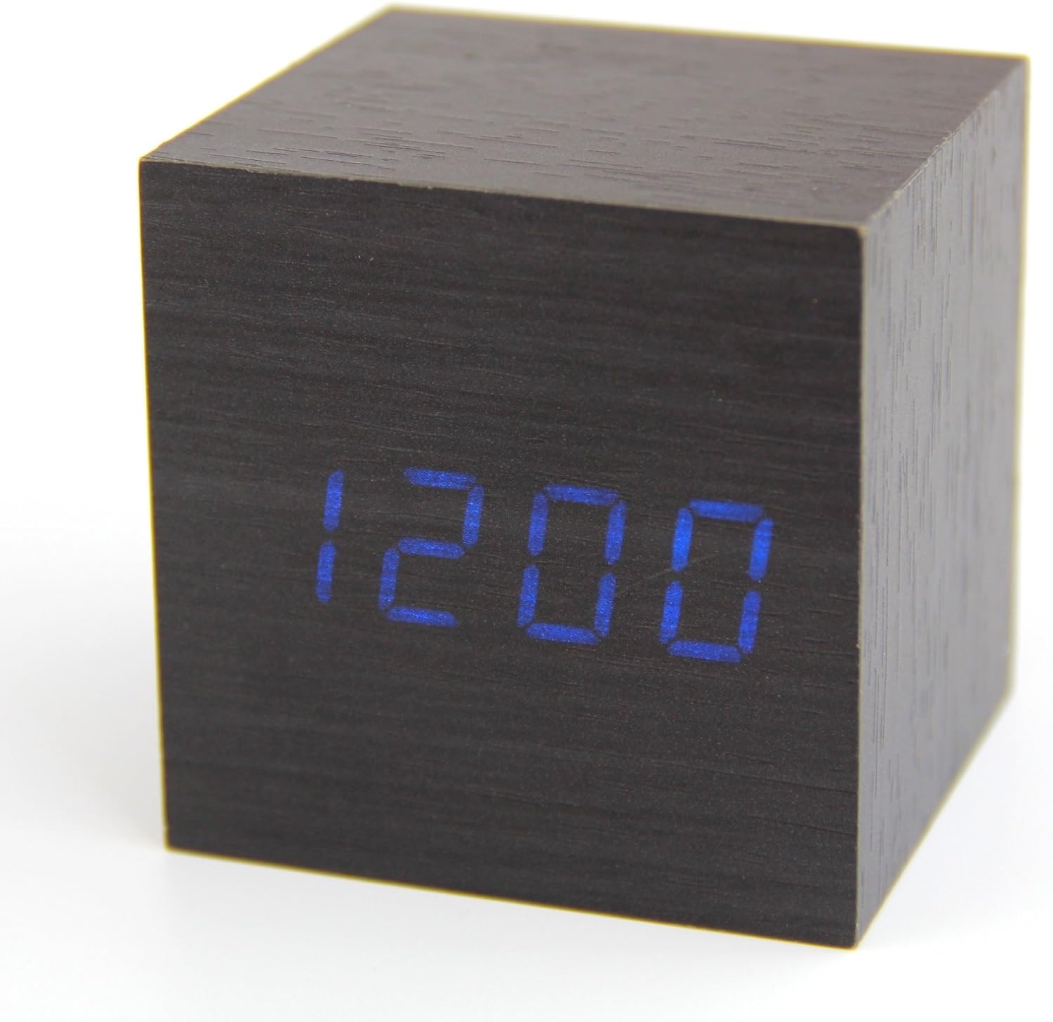 RayLineDo Fashion Black Wood Cube Mini Blue LED Wooden
