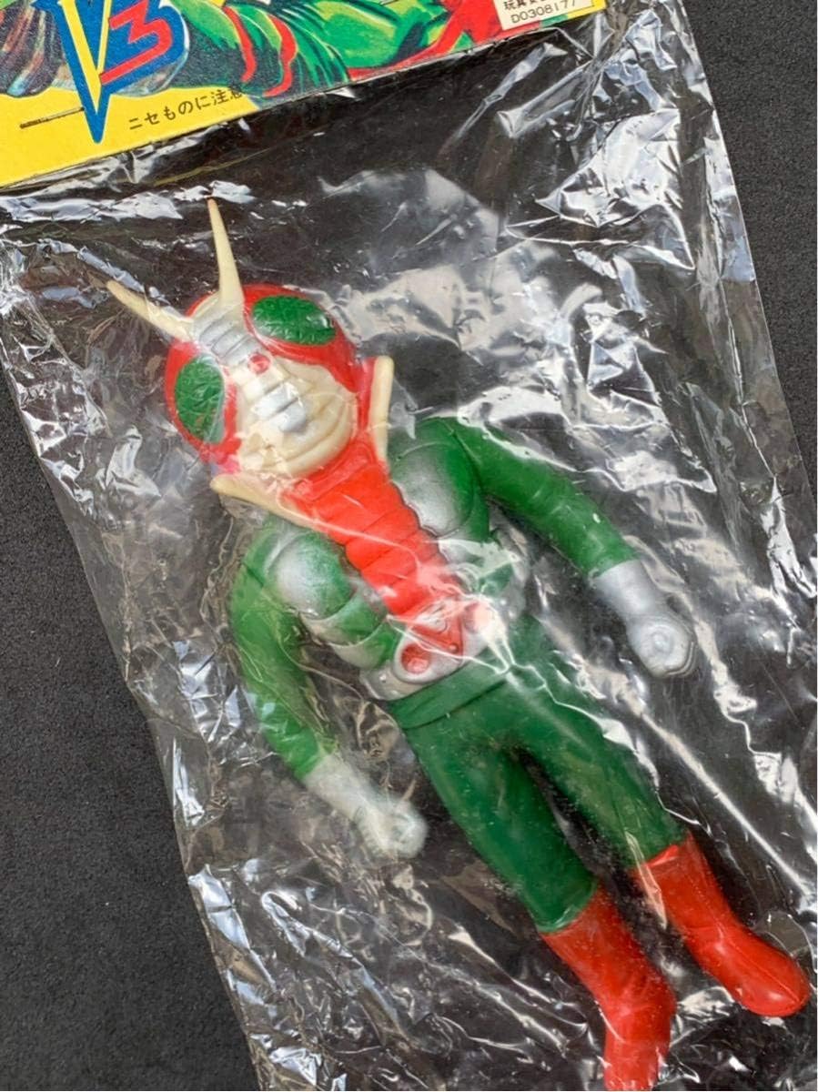 値下　当時物 旧バンダイ　仮面ライダー 面取れ　ソフビ 検）ブルマァク マルサン 当時物】旧バンダイ 仮面ライダー1号 面取れ ソフビ ホピー