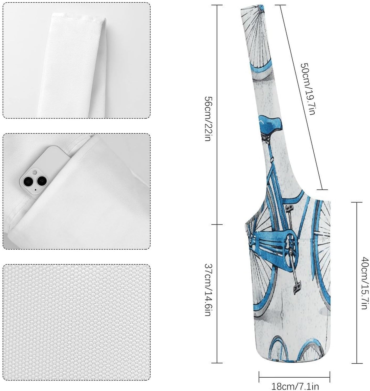 Blue Bicycle Canvas Yoga Mat Bag Yoga Mat Carrier image 2
