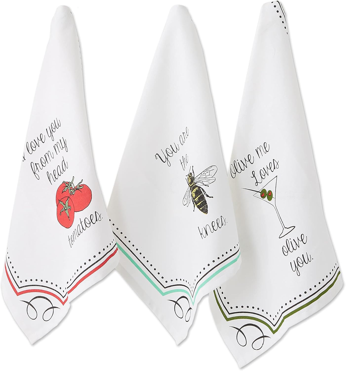 DII Everyday Collection Dishtowel Set, 18x28, Love You 3 Piece - Amazon product rated Grade A