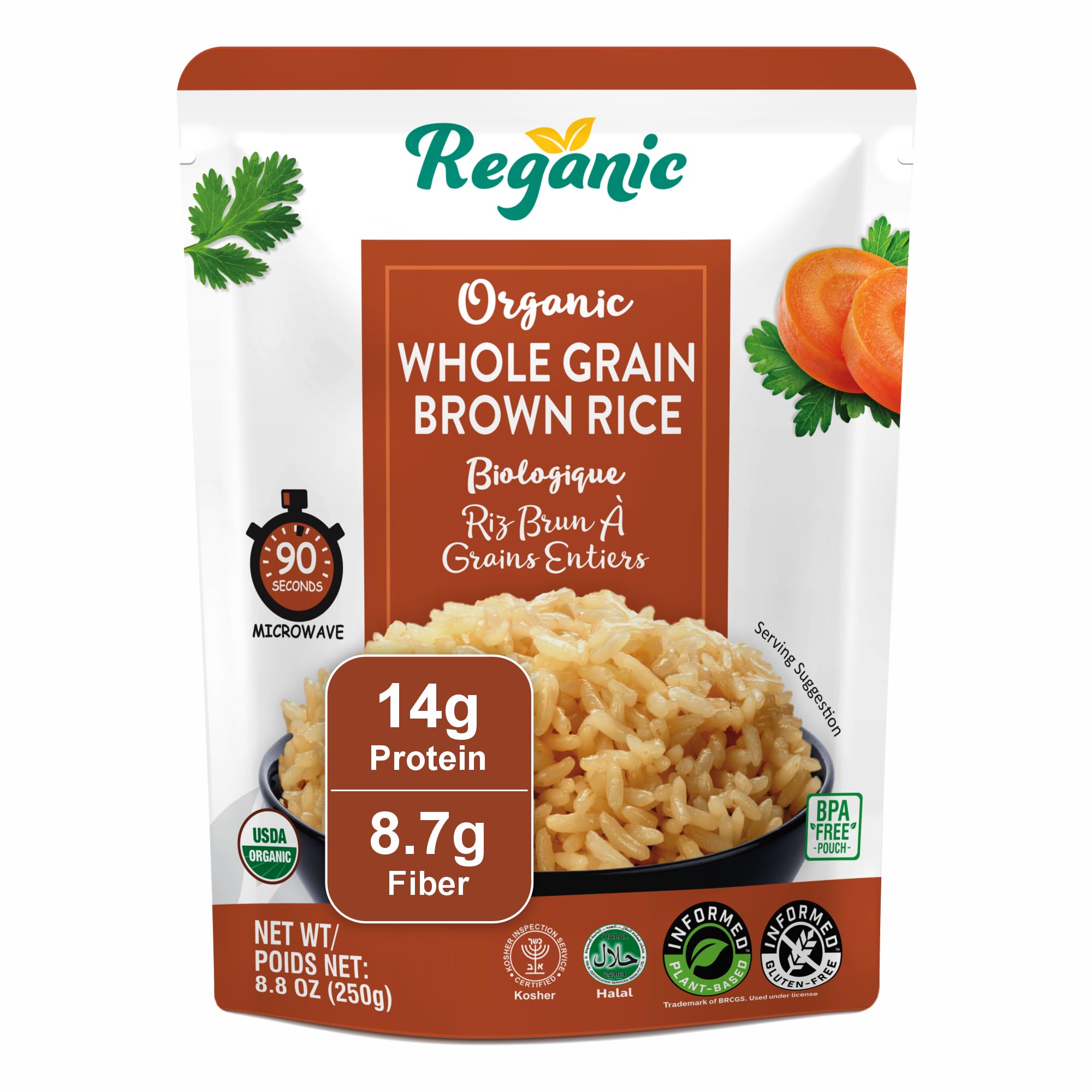 Amazon.com : Reganic Organic Whole Grain Brown Rice Pouch, 14g