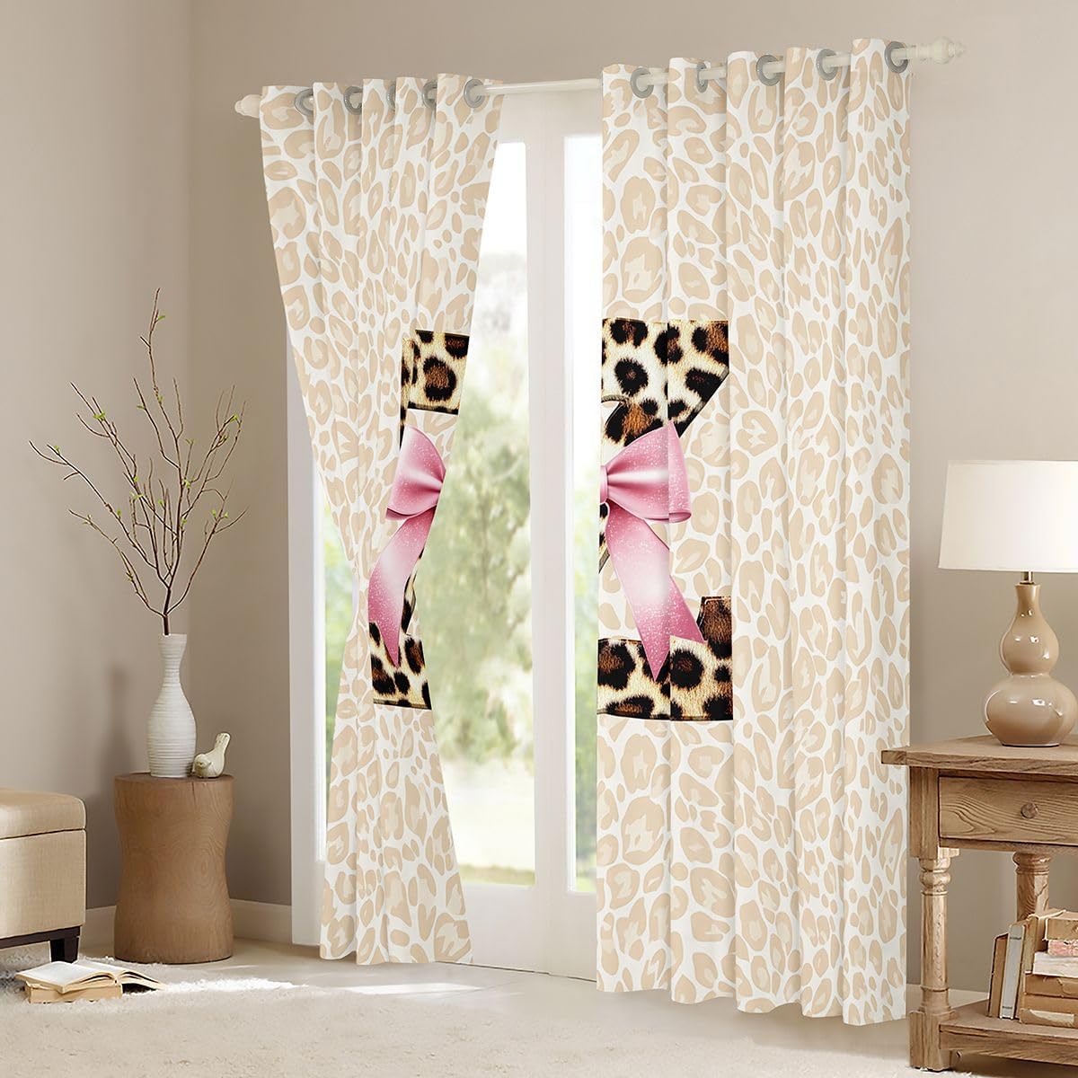 Feelyou Leopard Initial Letter Z Blackout Curtains Leopard Print Darkening Drapes for Bedroom Living Room Decor Wild Animal Skin Thermal Insulated Shades Window Treatments, 2 Panels 38 x 54 Inch