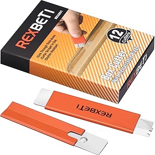 Sponsored Ad - REXBETI 12 Pack Box Cutter, Retractable Cardboard Cutter, Handy Box Opener, Single Edge Razor Blade Box Cut...