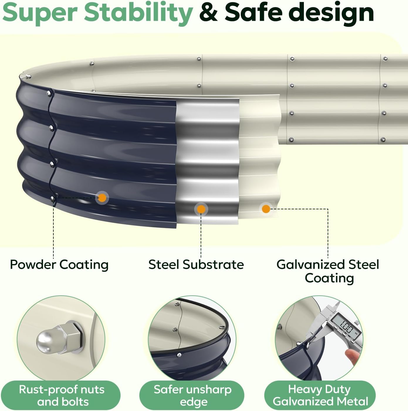 Raised Garden Bed 4×2×1 FT, Galvanized Metal Raised Planter Box Decorative Vegetable & Flower Planting Container for Patio Entryway Poolside Outdoor Landscaping Midnight Blue