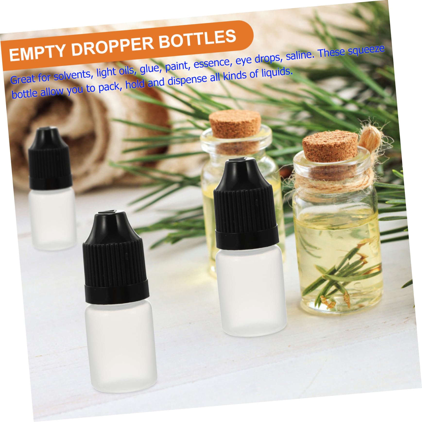 KICHOUSE 2sets 5ml Squeezable Empty Dropper Bottles Eye Liquid Bottles for Business Travel 20pcs*2