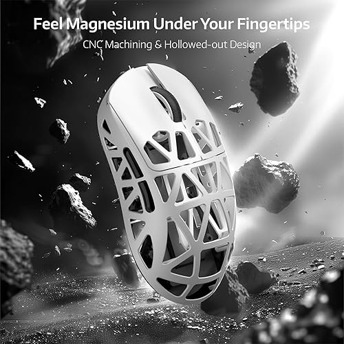 Miniatura 8 de ZIYOU LANG x Attack Shark R2 - Ratón inalámbrico para juegos, aleación de magnesio superligero, sensor óptico PAW3950 42000 DPI, frecuencia de Blanco