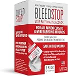 BleedStop First Aid Powder for Blood Clotting, Trauma Kit, Blood Thinner Patients, Camping Safety, and Survival Equipment for Moderate to Severe Bleeding Wounds or Nosebleeds 5 Pack 15g