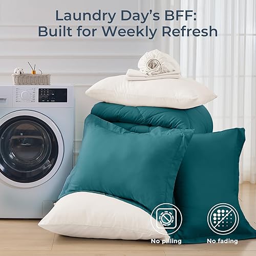 Miniatura 7 de HEVUMYI - Juego de edredón tamaño king, 7 piezas, todas las estaciones, juego ultrasuave con edredón, sábana encimera, sábana bajera, fundas de