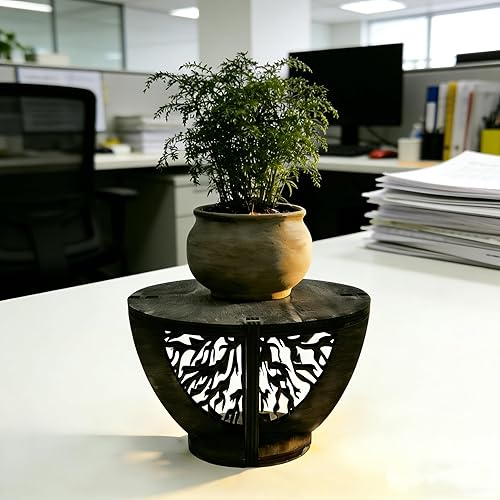 Miniatura 6 de Soporte de madera para plantas de interior para alféizar, escritorio, estante para macetas individuales para plantas pequeñas, diseño único de raíz