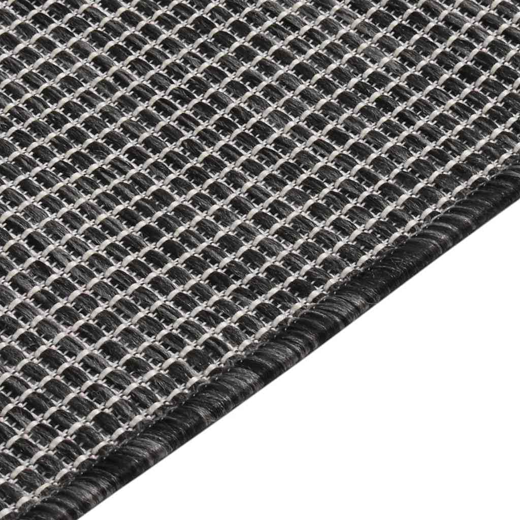 Tappeto piatto esterno in polipropilene, 80 x 150 cm, grigio | Tessitura piatta resistente per terrazza o balcone, rotolo