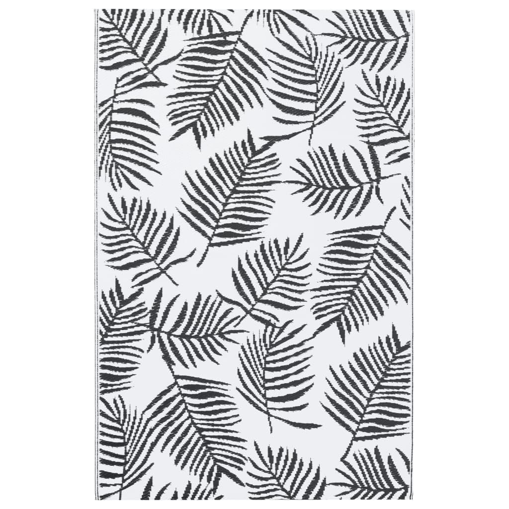 vidaXL Outdoor Carpet - White and Black, Double-Layer Jacquard Pattern Design, Polypropylene Made, Sized 120x180 cm — image 1