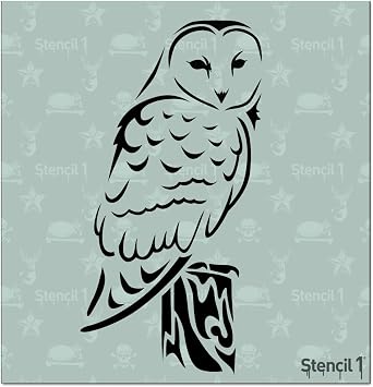 Stencil1 Barn Owl - Attractive & Durable Quality Reusable Stencils for Painting - Create DIY Mum Stencil Crafts and Decor - Decor on Walls Fabric & Furniture Recyclable Art Craft - 5.75" x 6"
