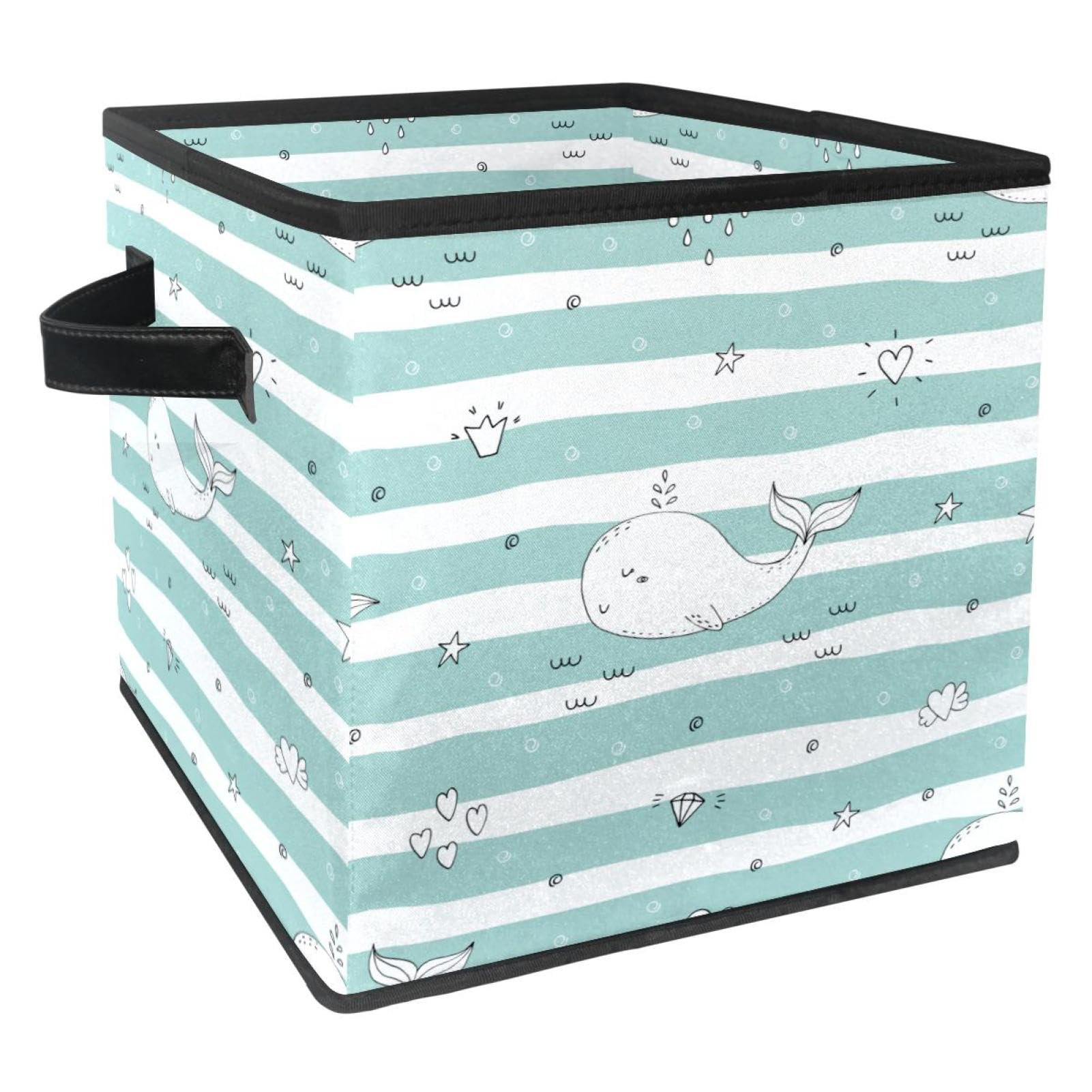 Boîte de rangement en tissu monde sous-marin vert pour chambre de bébé