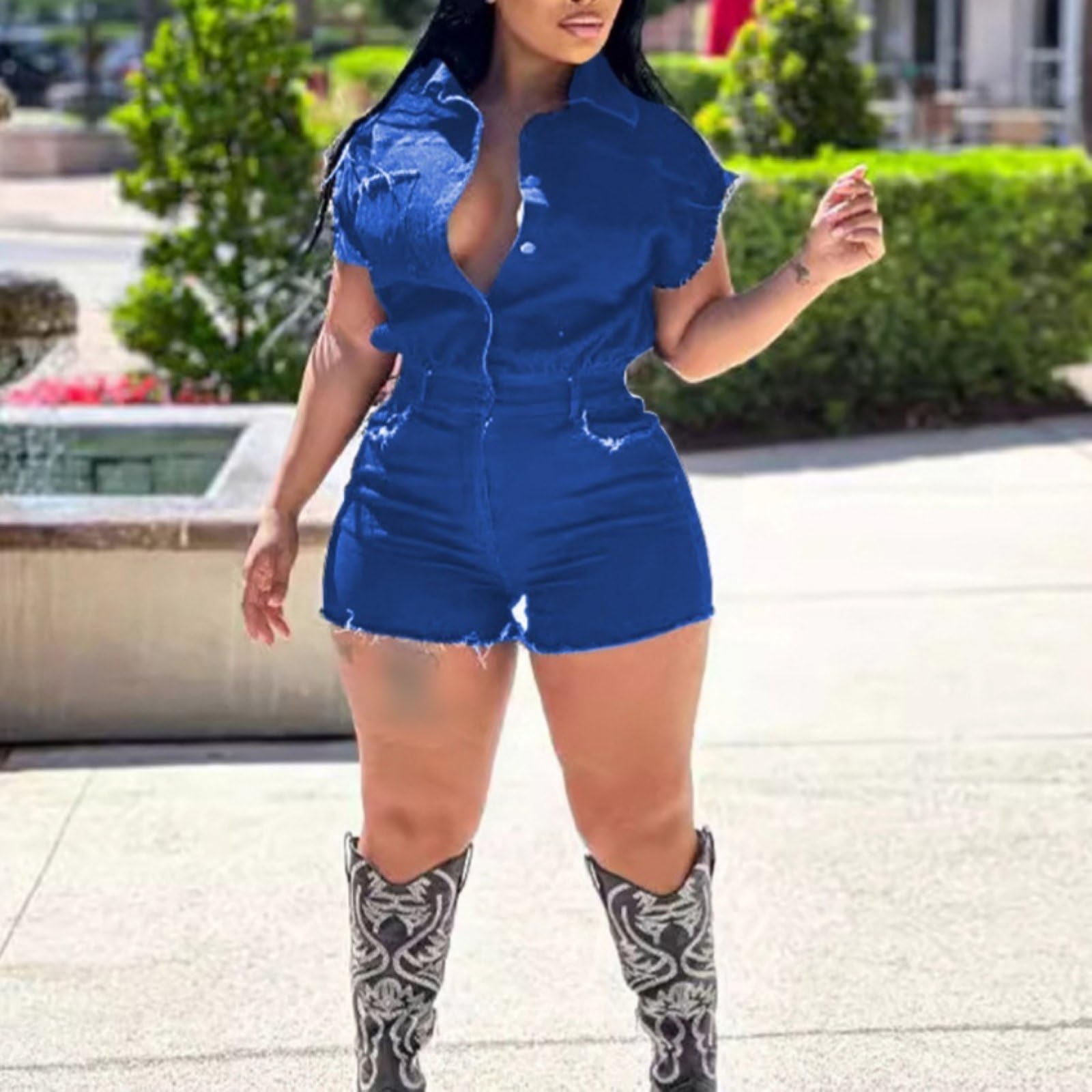Spodenki Denim Pajacyki dla kobiet Bez rękawów Sexy Streetwear Dżinsy Kombinezony z kieszeniami