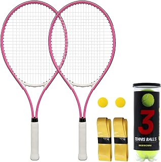 Magicorange Tennis Rackets for Adults 2 Players Recreational Tennis Racquet Set for Beginners and Professional with 4 Tennis Balls, 3 Overgrips, 1 Bag