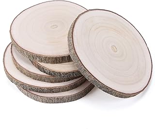 Pllieay 6Pcs 9-11 Inch Large Paulownia Wood Slices for Centerpieces, Round Rustic Wood Slices for Wedding Centerpiece, Tab...