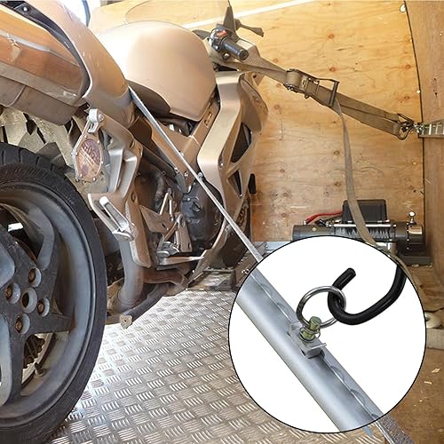 Miniatura 7 de Moicstiy 6 piezas de montaje de un solo perno negro L Track capacidad de 4,000 libras con anillo redondo de acero inoxidable control de amarre para