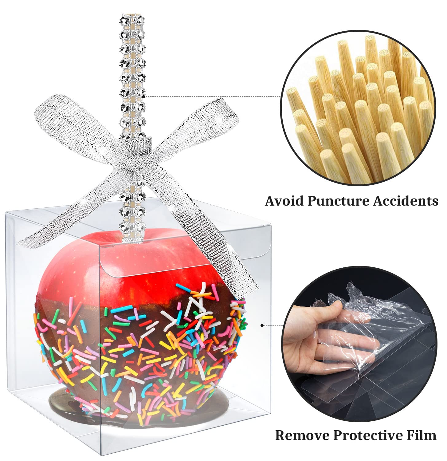 Lot de 20 bâtonnets de bambou en forme de pomme