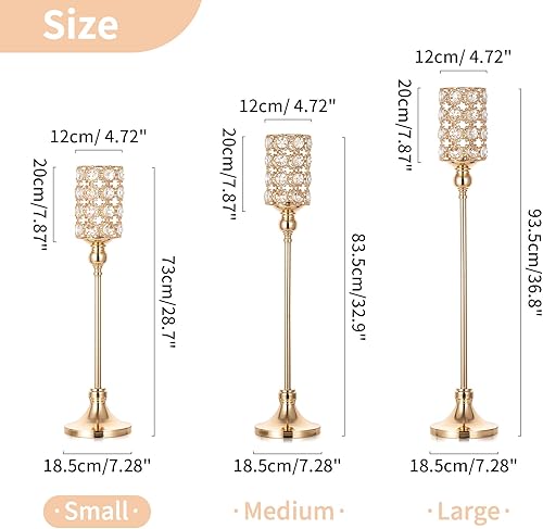 Miniatura 6 de NUPTIO Jarrón dorado para centros de mesa de boda 10 piezas de 28.7 pulgadas de alto soporte de flores de cristal para mesas, elegantes jarrones de