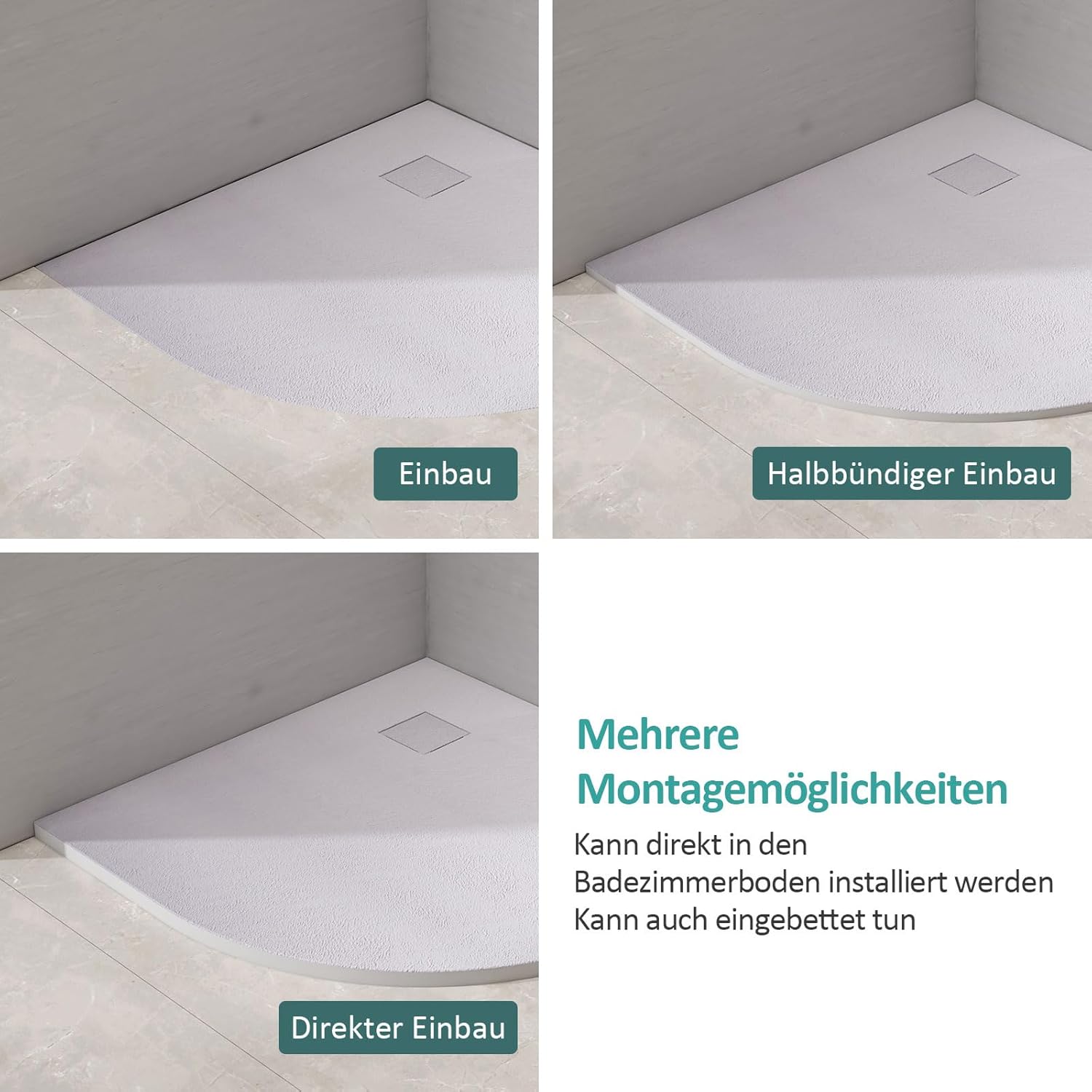 Multiple installation options for EMKE shower tray