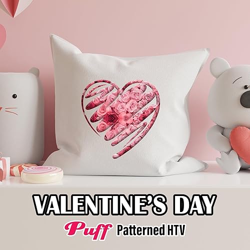 Miniatura 2 de HTV4U Puff Vinilo de transferencia de calor para el día de San Valentín (flor de fantasía, 12 pulgadas x 5 yardas)  Impreso 3D, película de papel de