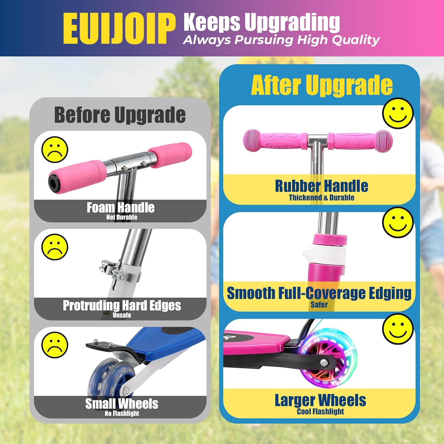 Foldable Kids Scooter with Lean-to-Steer Technology, LED Light-Up Wheels, and Quick-Adjust Handlebar – Ideal Outdoor Gift for Ages 3/4/5/6/7