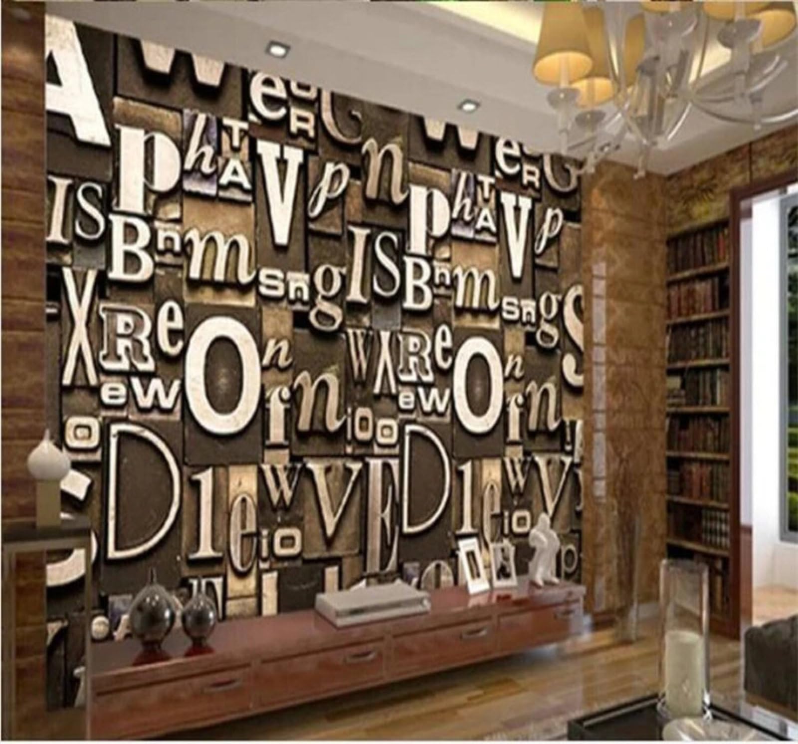 Retro Three Dimensional Lettering Art Unique 3D Wallpaper Easy Install Feature Office Living Room Sofa Bedroom TV Background Wall Decoration-300cm×210cm