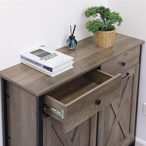 Miniatura 7 de Clevich Gabinete de basura con doble inclinación hacia fuera de 20 galones, armario de reciclaje de madera para cocina, soporte oculto con cajones y