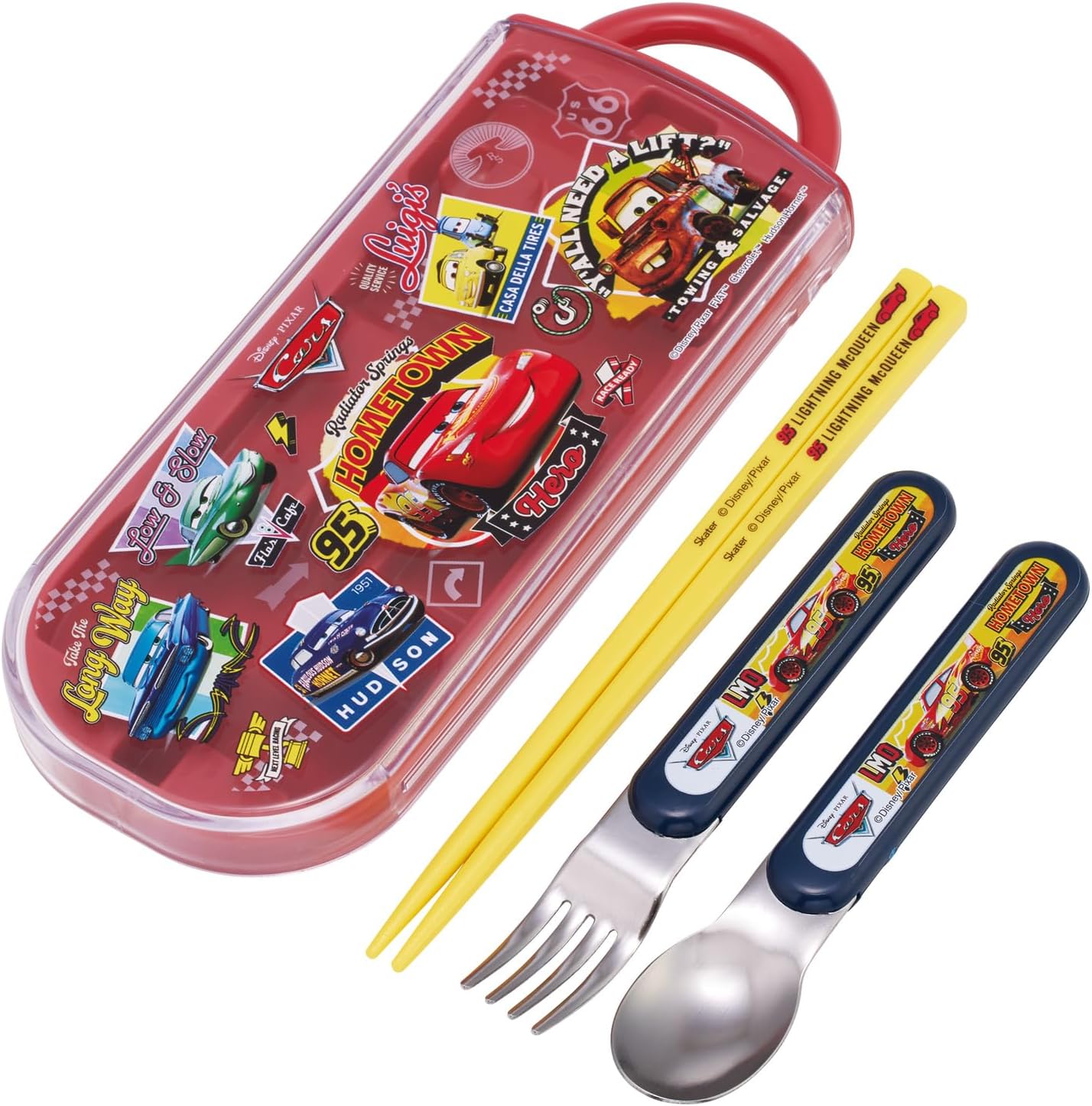 Skater TACC2-A Children's Trio Set Chopsticks, Spoon, Fork, 6.5 inches (16.5 cm), Disney Cars 26 Boys