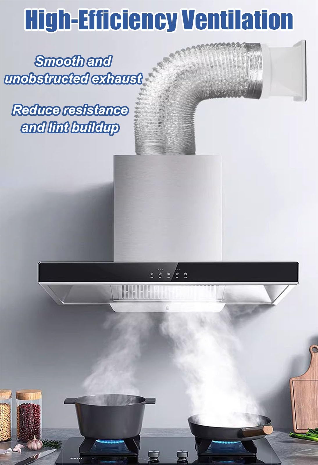 Vibeo Tubo Cappa Condotto Flessibile per Cappa Aspirante da Cucina, Tubo Flessibile per Asciugatrice da 8, 10, 12 cm, Tubo di Condotto in Alluminio per HVAC(120mm(4.7in),L 150cm(4.9ft))